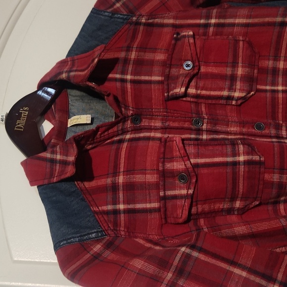 FREE PEOPLE. Medium long sleeve plaid and denim - Picture 3 of 4